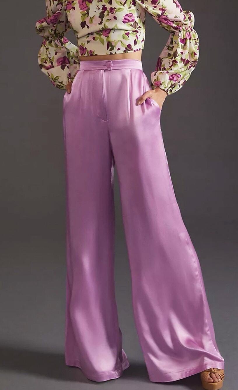 Anthropologie Corey Lynn Calter Petra Trousers — L Rose Wide-Leg Pants NWT